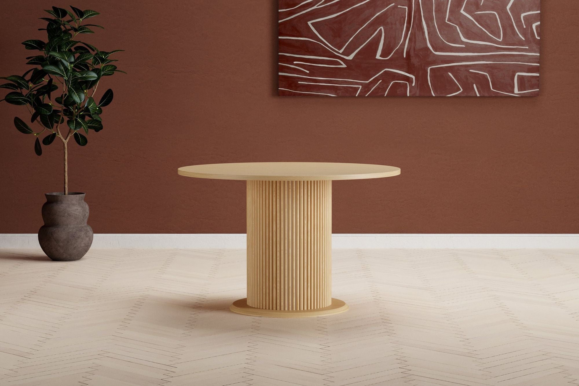 Reko Round Dining Table - Nature / MDF w Paper Veneer Loome