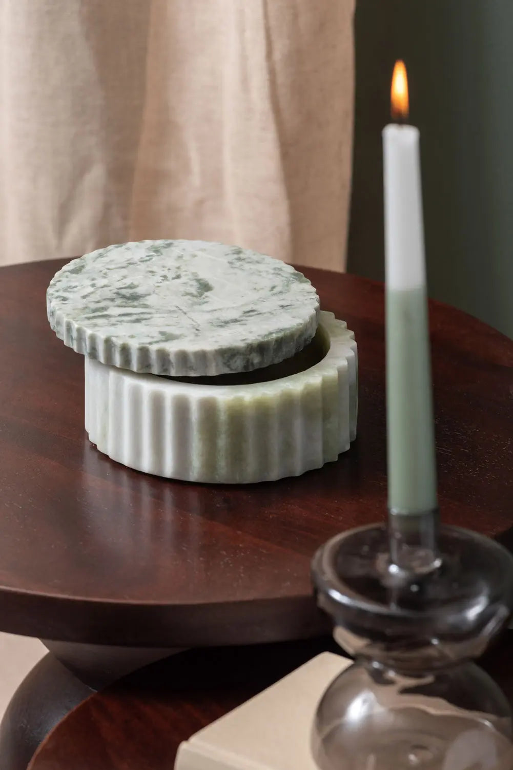 Bowl with lid marble himalayan green