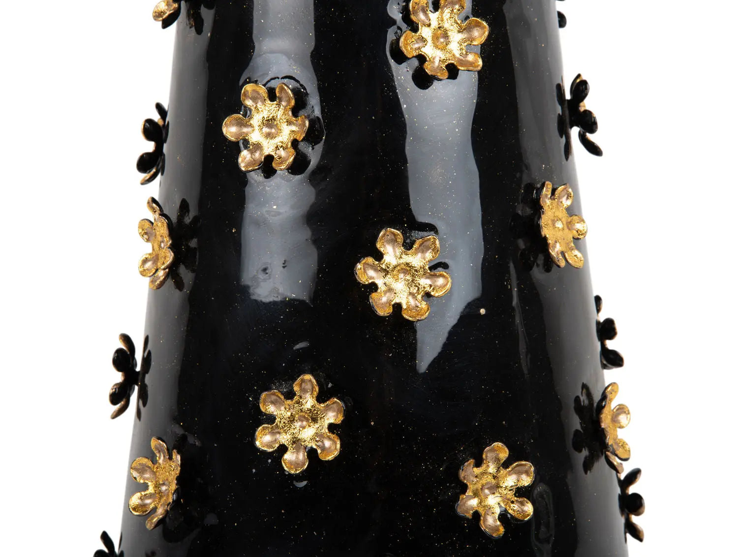 Side table Golden Flowers enamel black