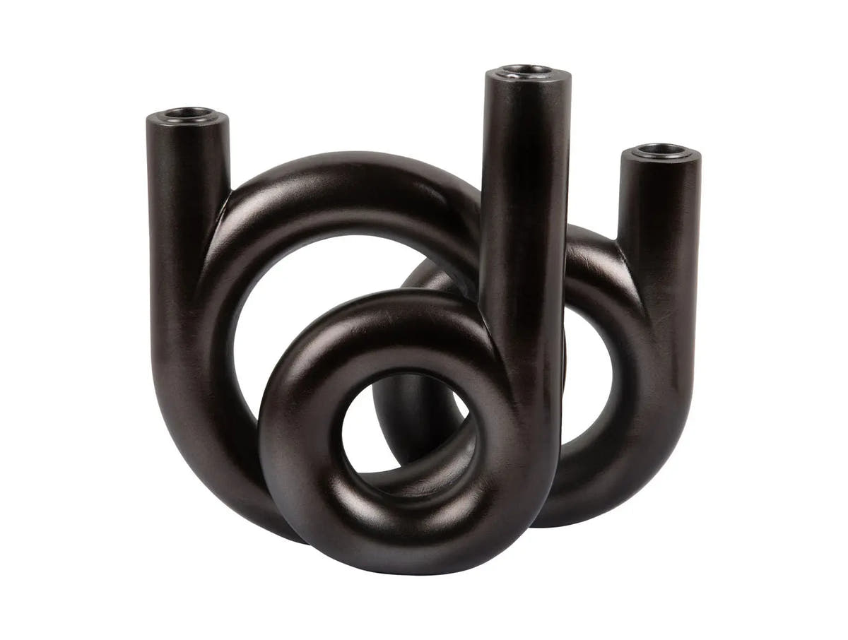 Candle holder Rings medium metallic dark grey