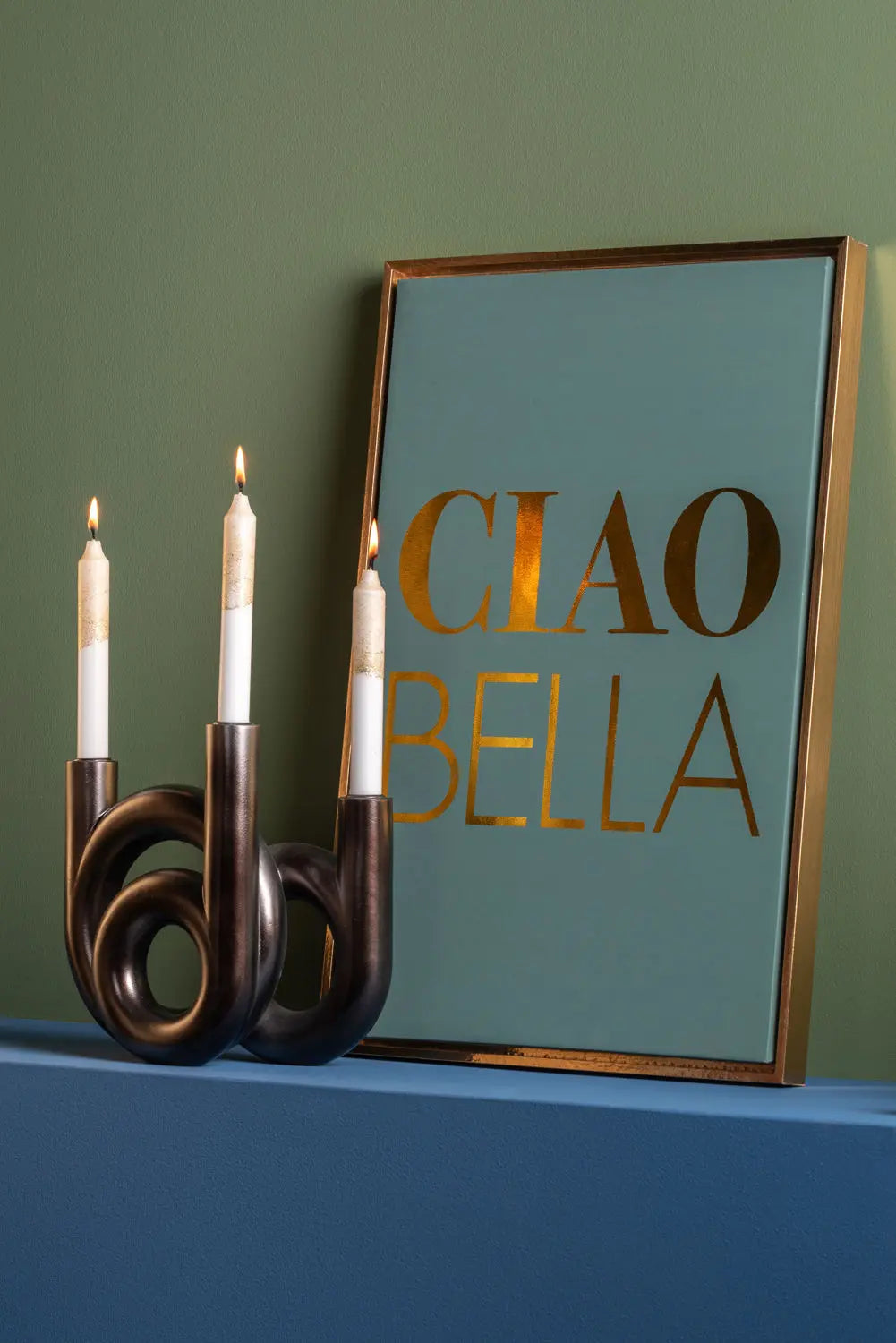Candle holder Rings medium metallic dark grey