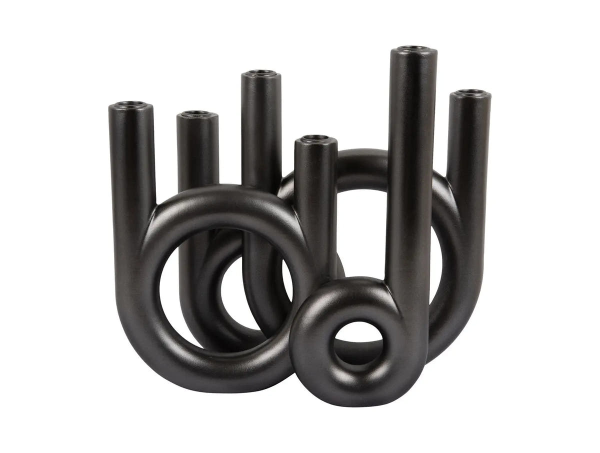 Candle holder Rings large metallic dark grey