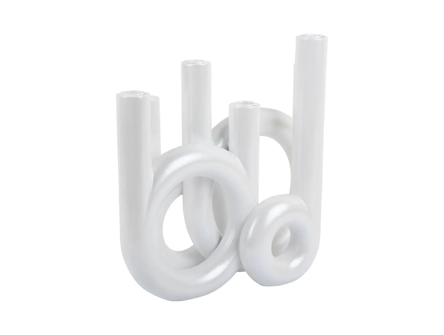 Candle holder Rings large metallic white