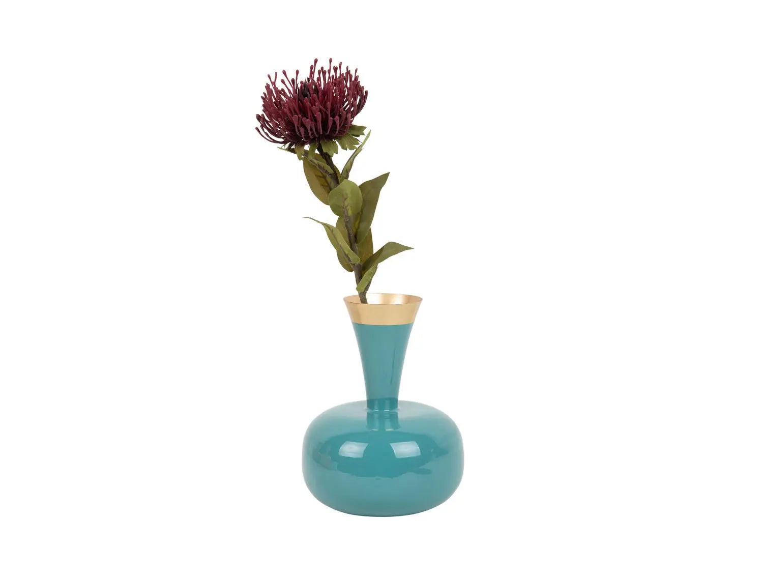 Vase Yara enamel turquoise blue - L 17 cm x H 24 cm x P 17