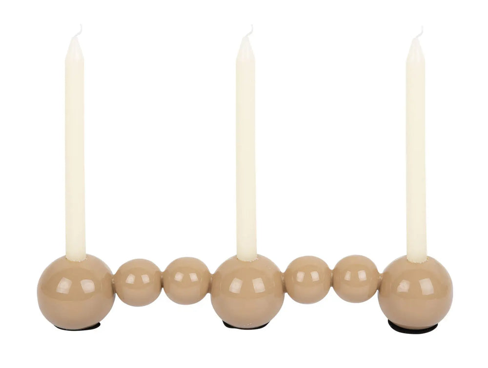 Candle holder Bubbles straight enamel soft brown