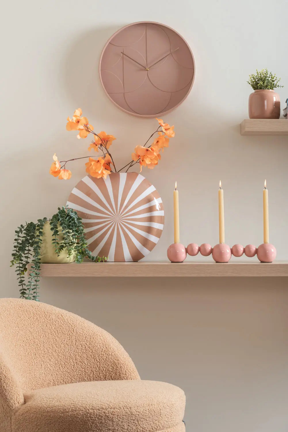Candle holder Bubbles straight enamel flamingo pink