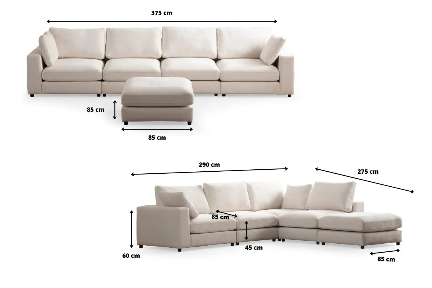 Canapé modulable Lunaris - 4+1 pouf