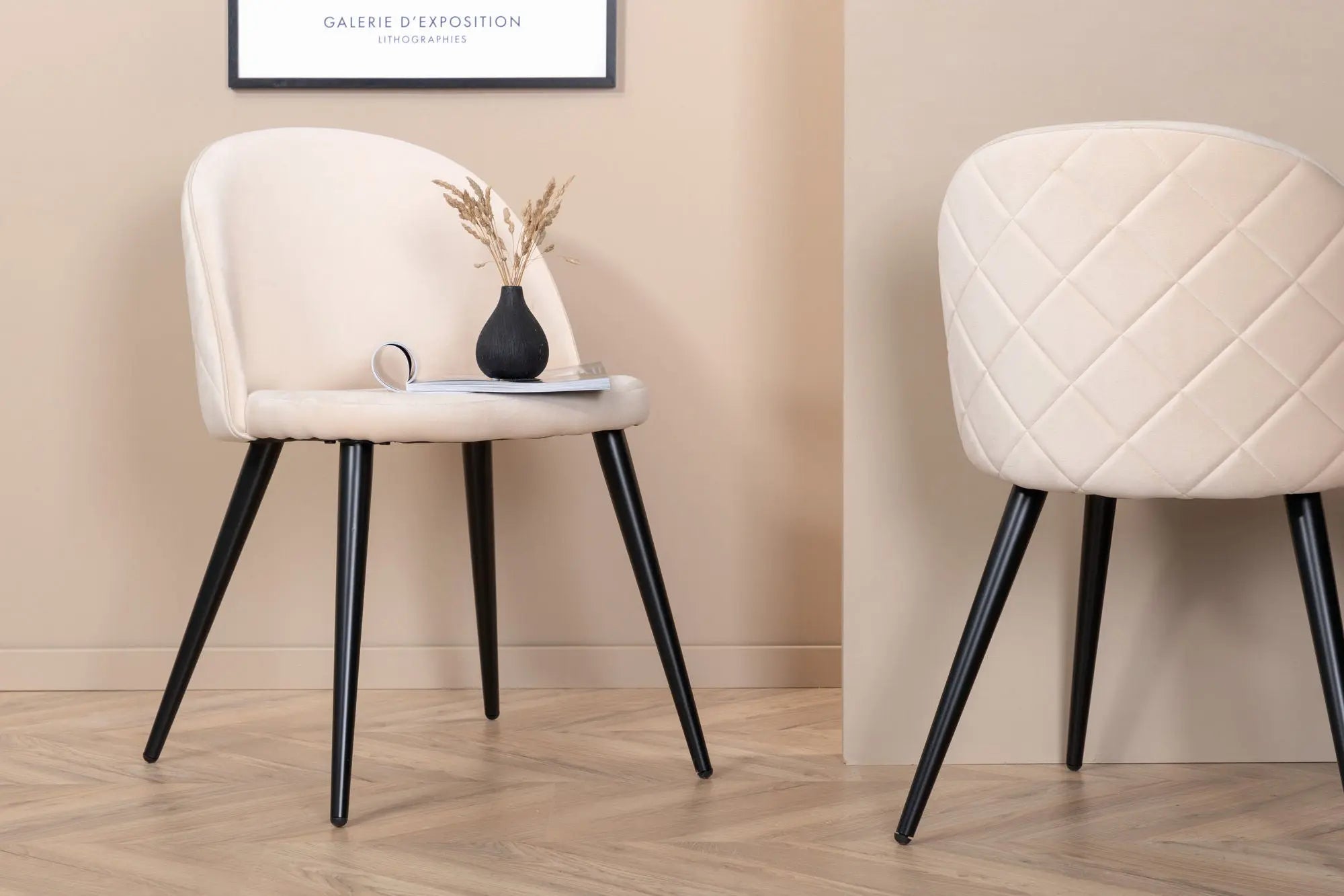Lot de 2 chaises de salle à manger Velvet - 57 x 76,5 x 50 - Polyester Lin