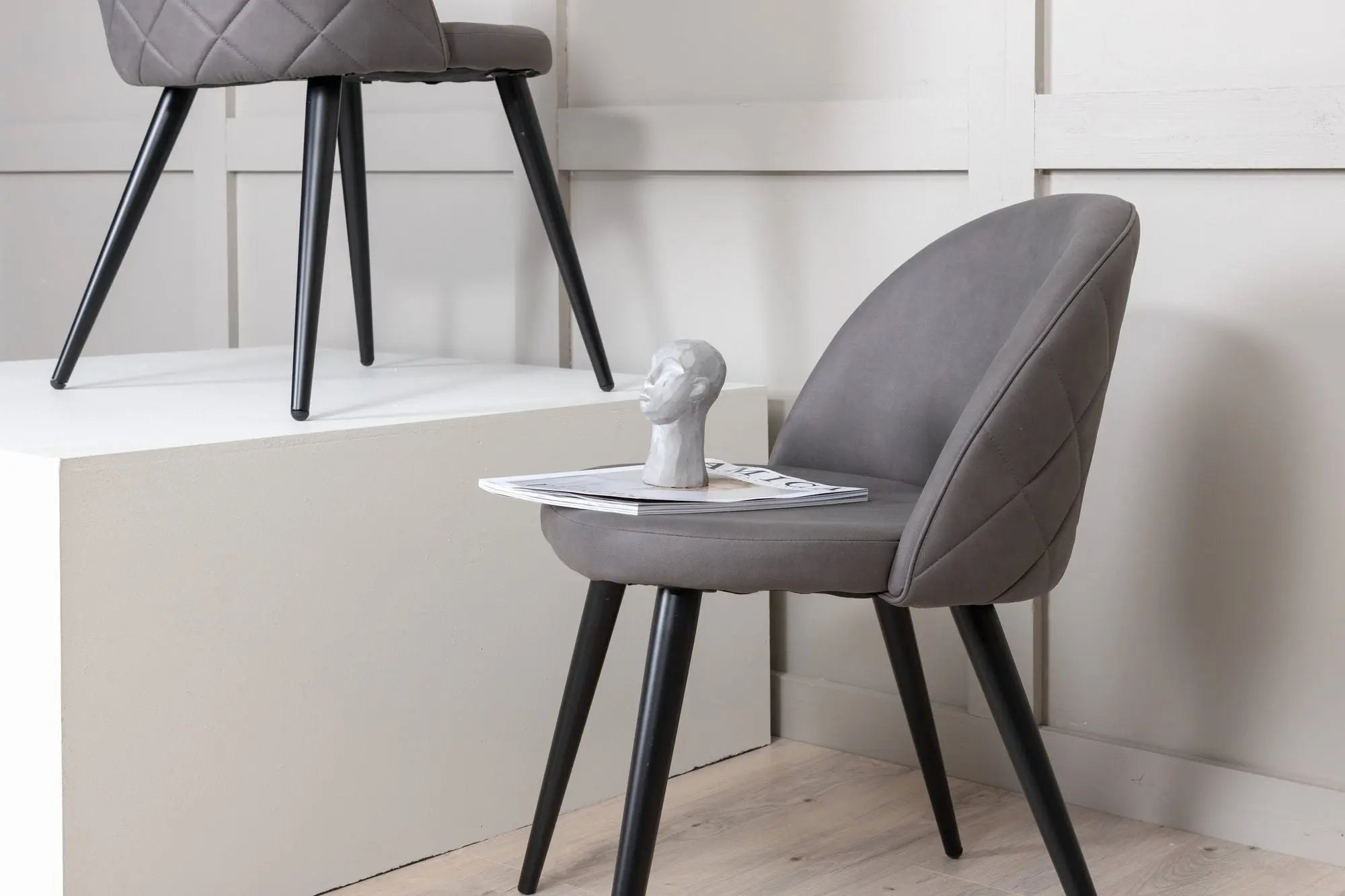 Lot de 2 chaises de salle à manger Velvet - 57 x 76,5 x 50 - Polyester Lin