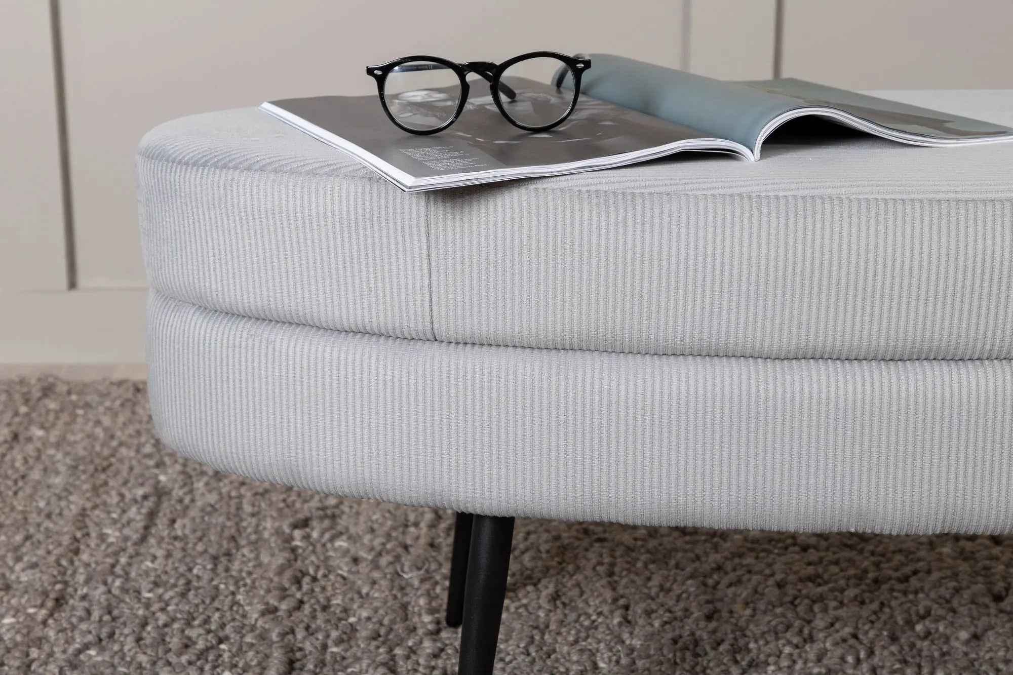 Pouf Otto - 100 x 40 x 41 - Polyester velours côtelé
