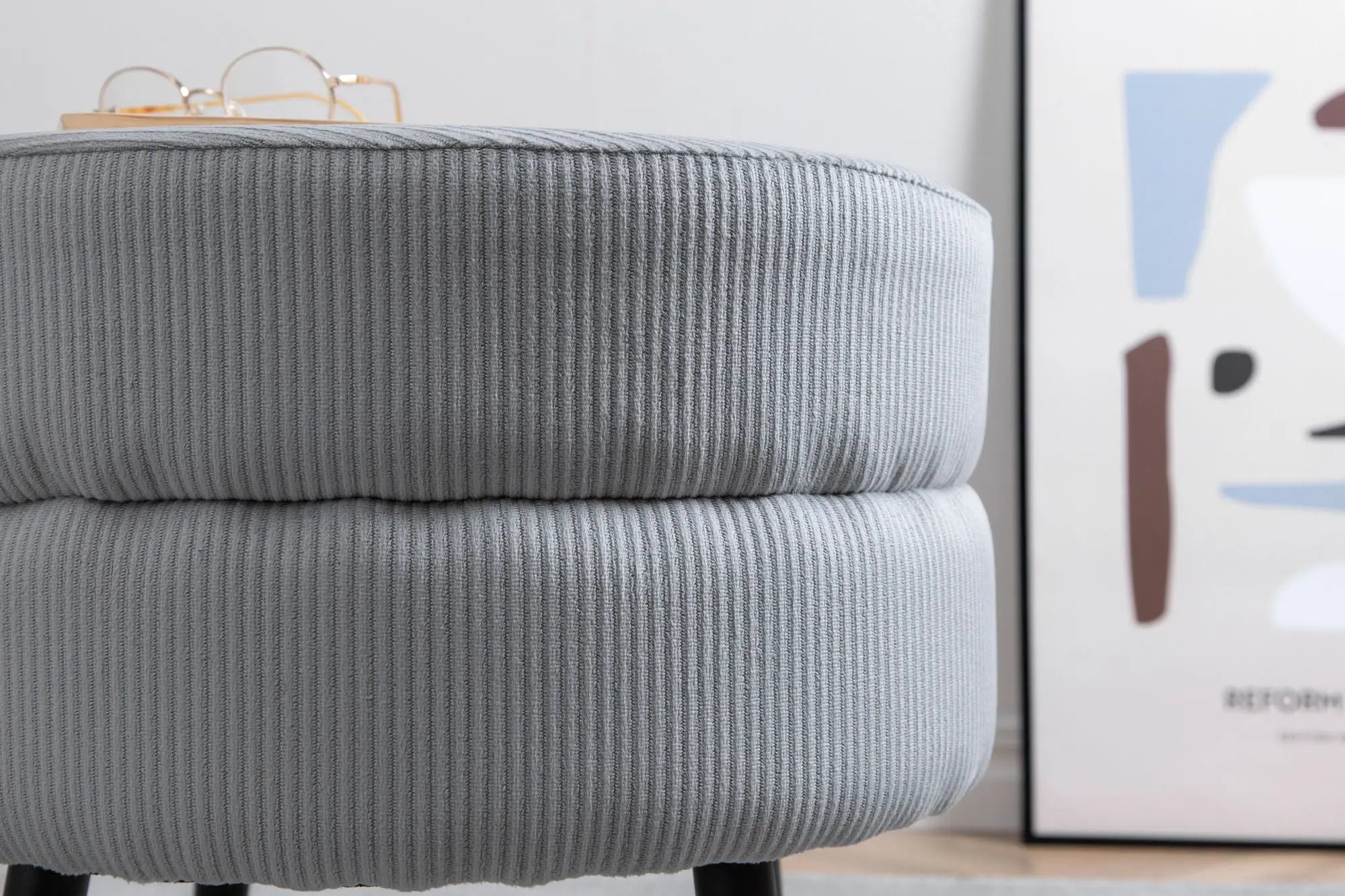 Pouf Pot - ø40 - Polyester velours côtelé