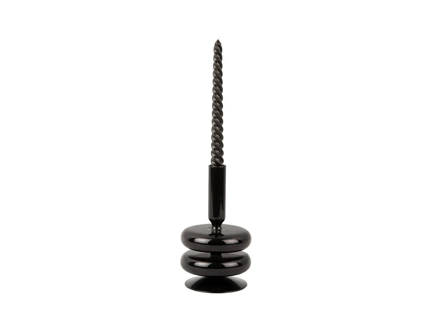 Candle holder Sparkle Double Ring glass black
