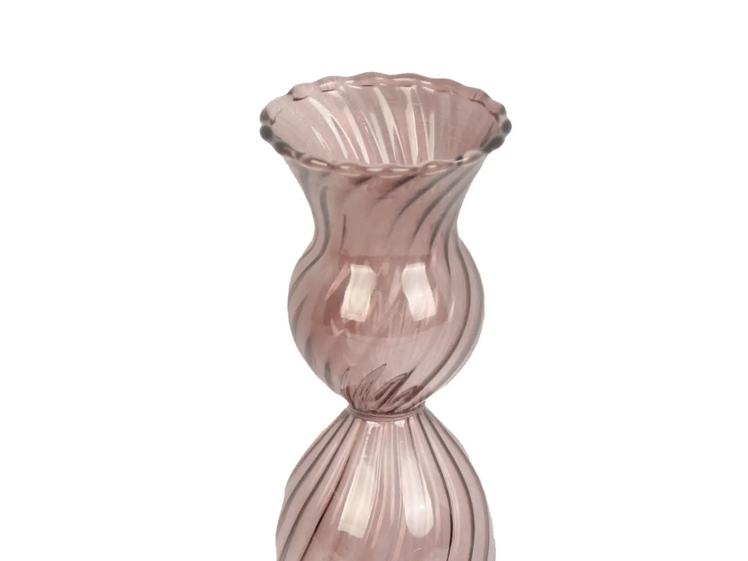 Candle holder Swirl glass chocolate brown