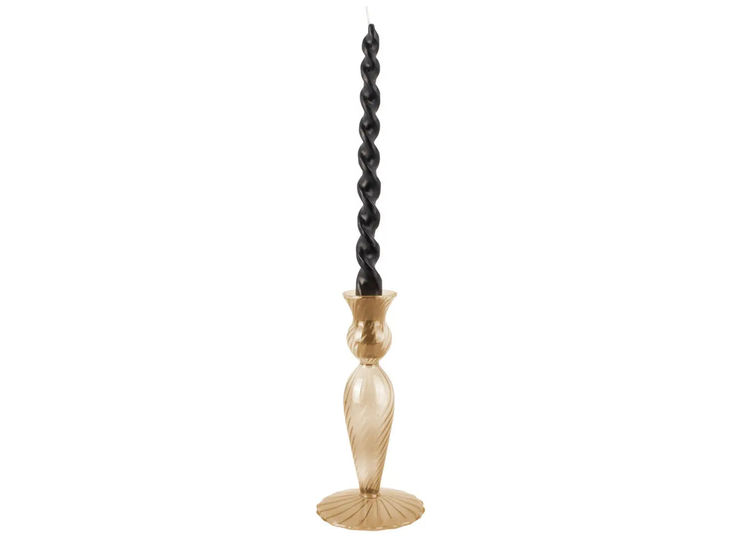 Candle holder Swirl glass sand brown