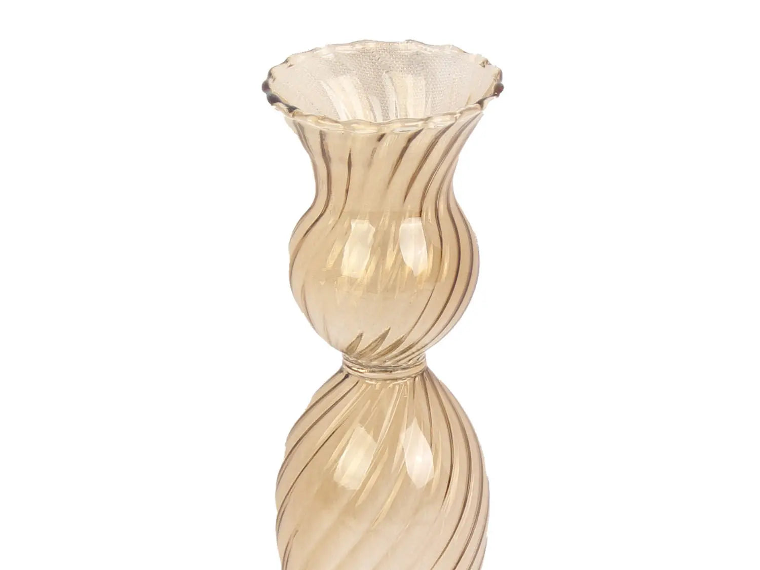Candle holder Swirl glass sand brown