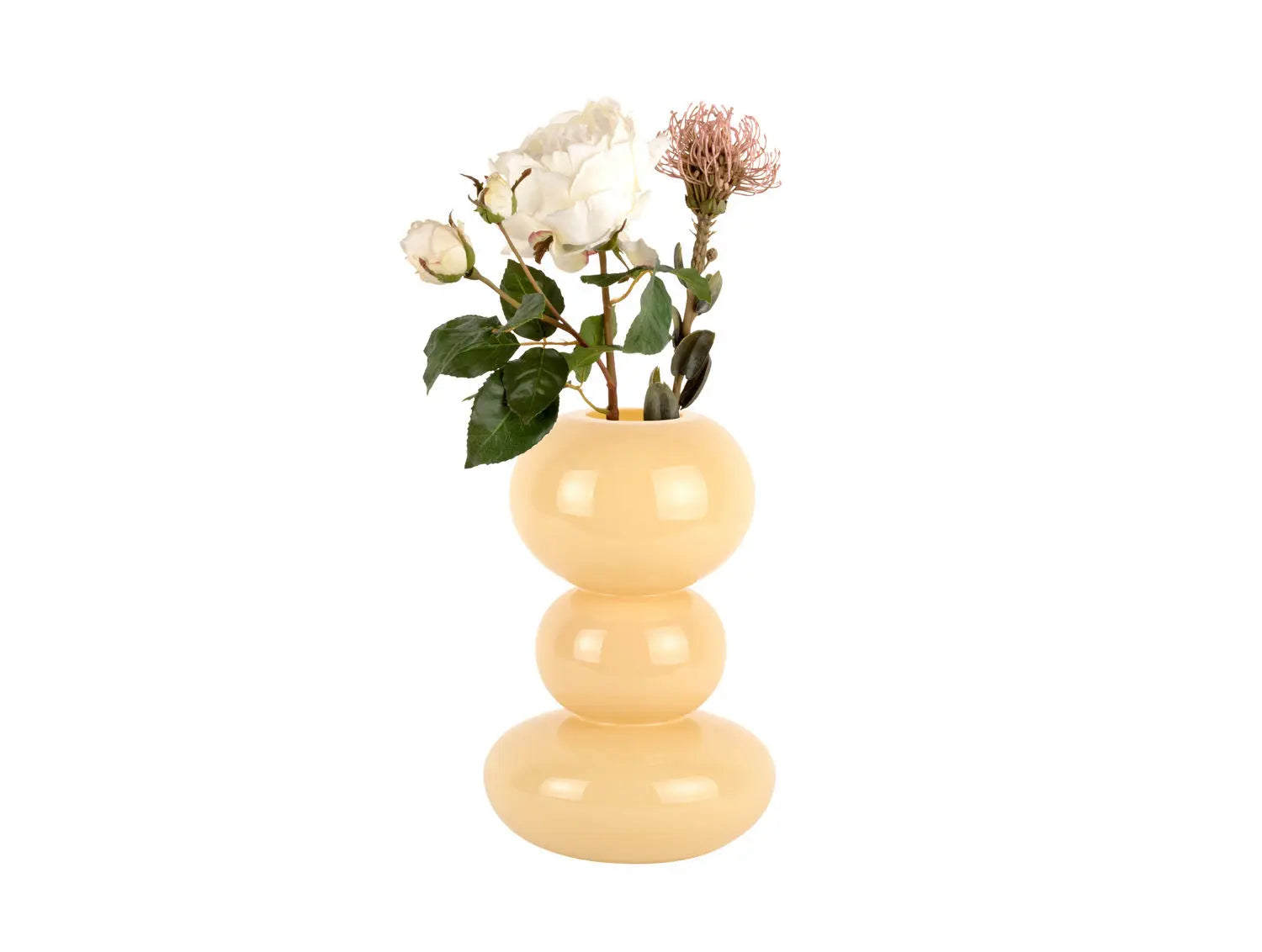 Vase Bubbles glass large soft yellow