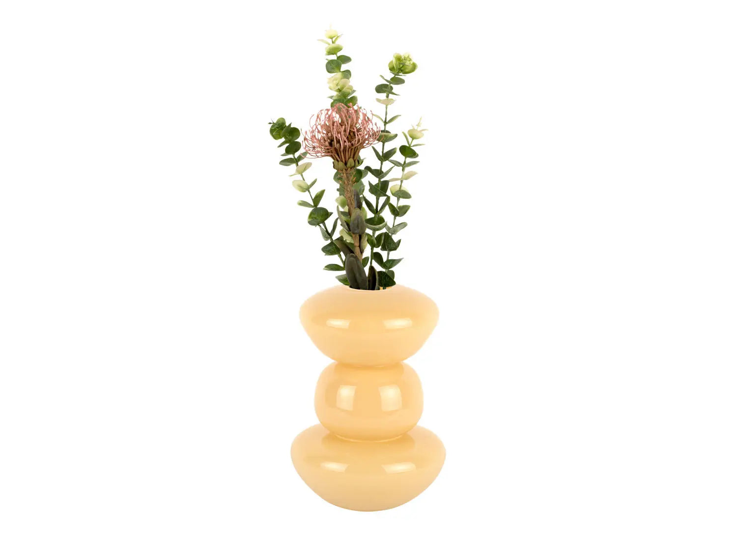 Vase Bubbles glass medium soft yellow - H 25 cm x D 18