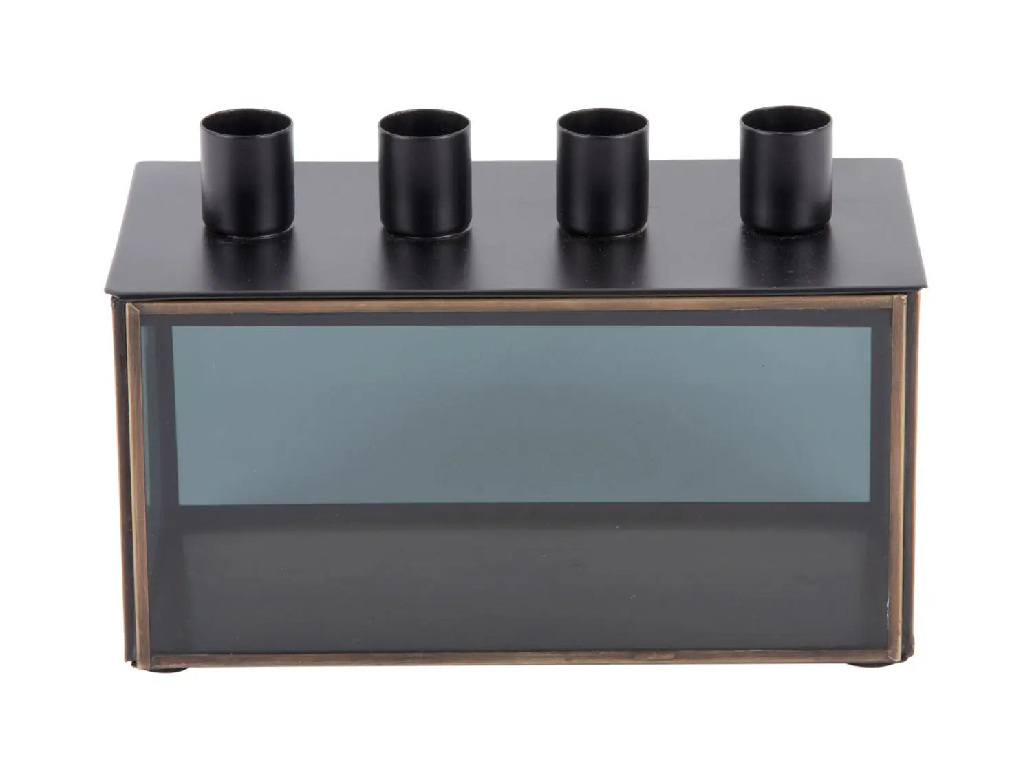 Candle holder Boxed rectangle glass black