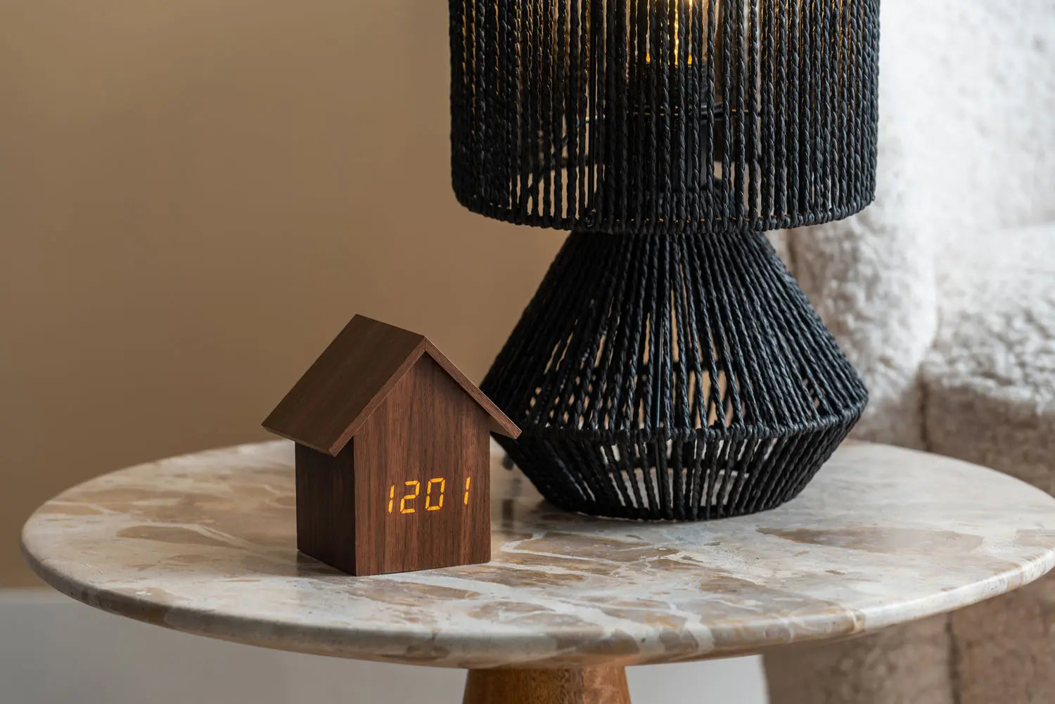 Table lamp Forma paper rope black - L 20 cm x H 30 cm x P 20