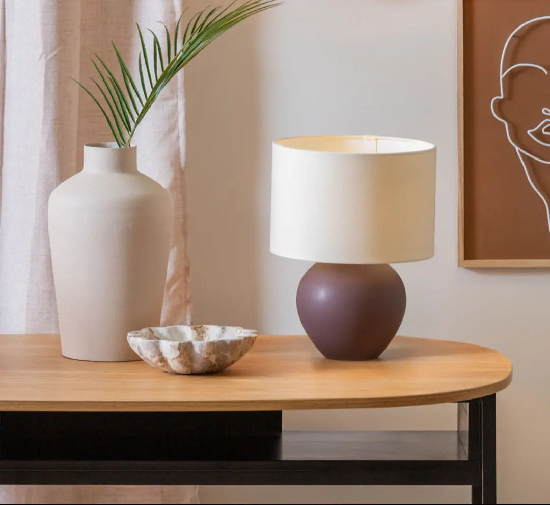 Table lamp Alma cone matt chocolate brown - L 23 cm x H 33 cm x P 25