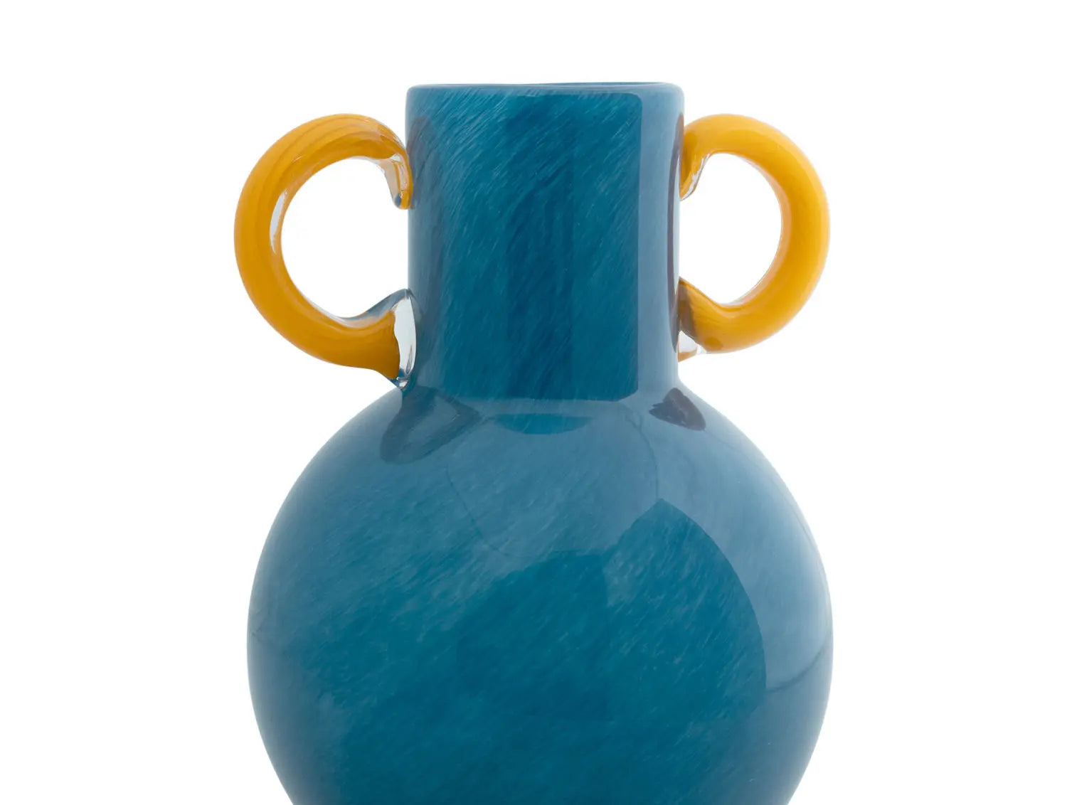 Vase Fiesta glass bright blue, yellow handles