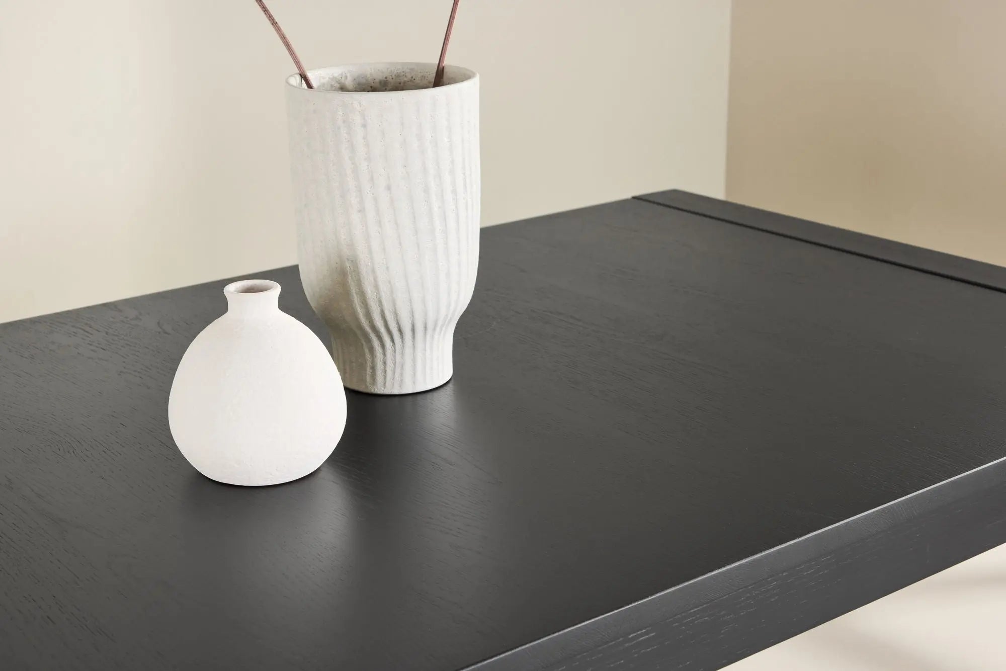 Slider Dining Table 250x95x75 cm - Black / Solid Oak Veneer Loome