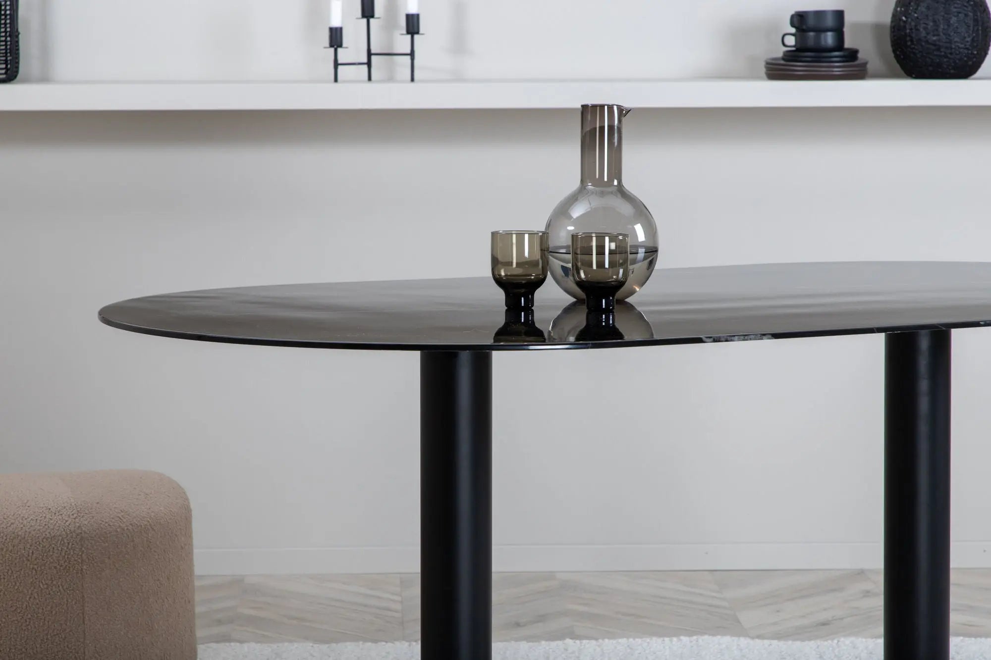 Table à manger ovale Pillan - 180 x 74 x 100 - Verre