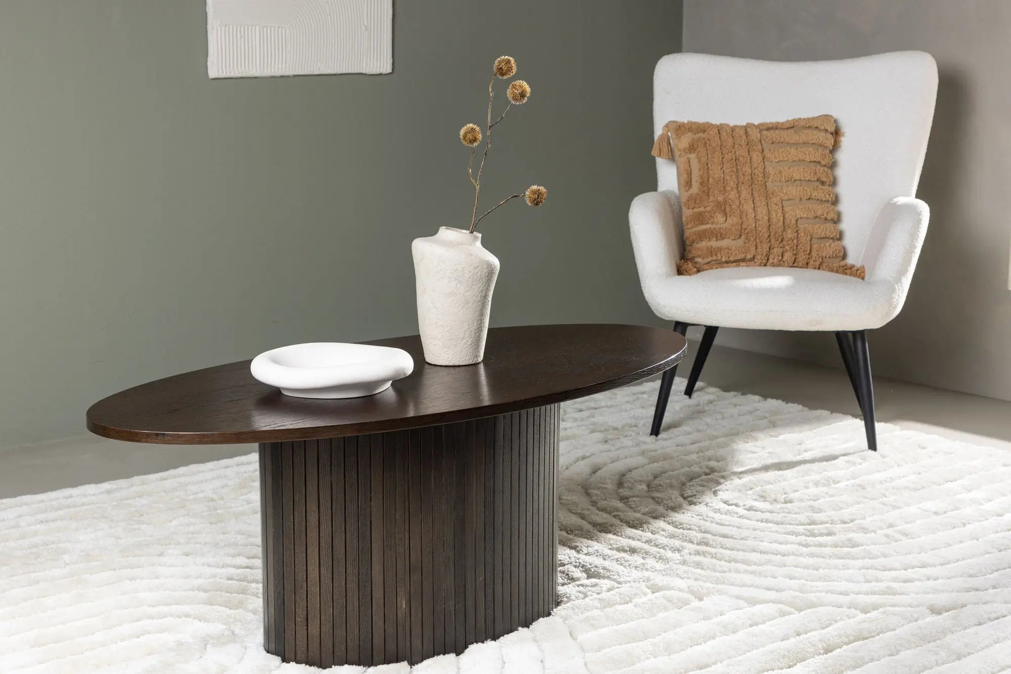 Table basse ovale Bianca - 55 x 120 - MDF