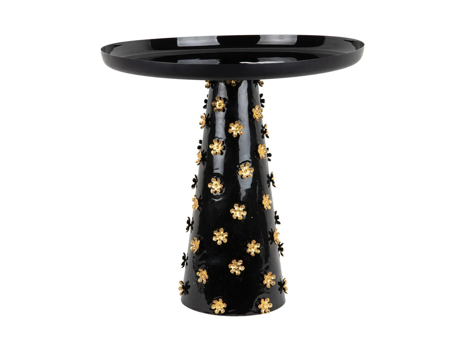 Side table Golden Flowers enamel black