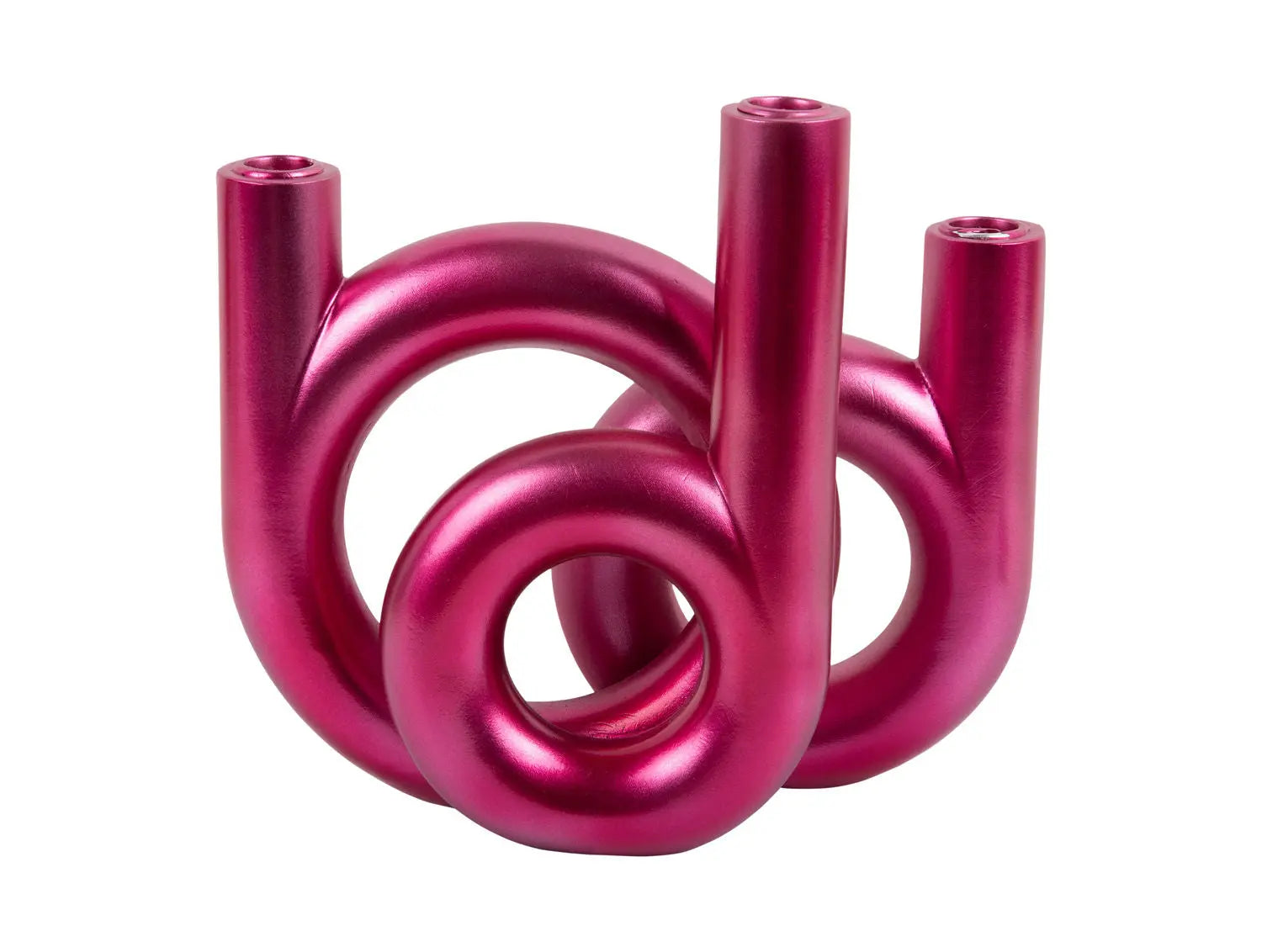 Candle holder Rings medium metallic dark pink