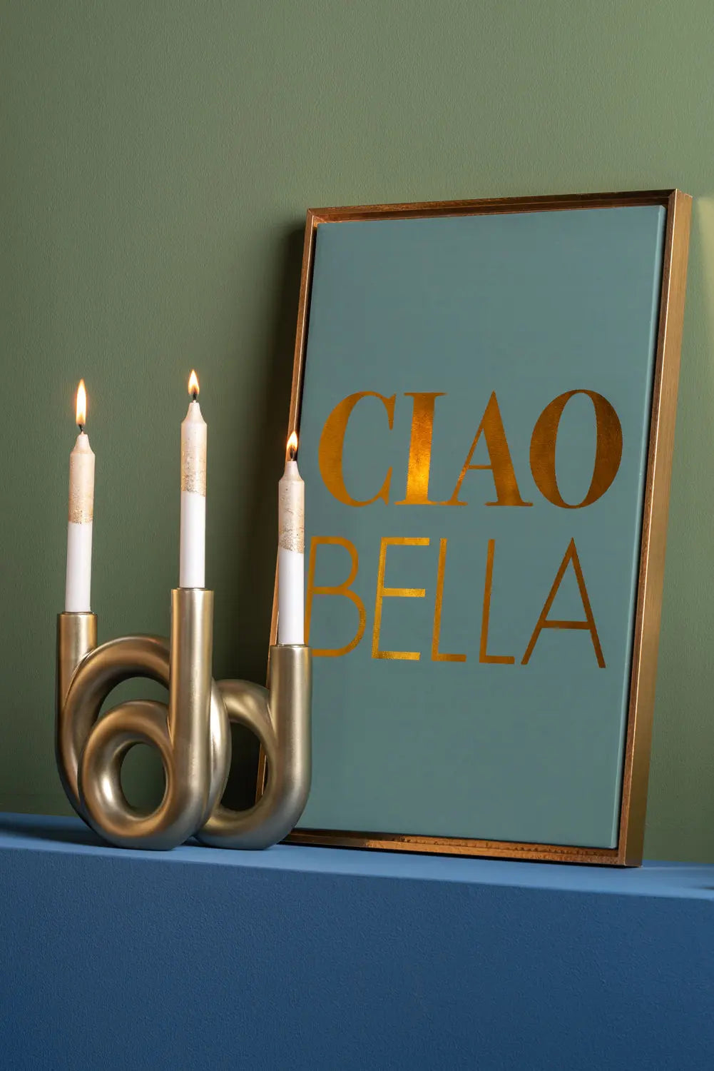 Candle holder Rings medium metallic gold