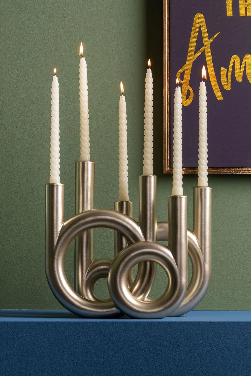 Candle holder Rings large metallic gold