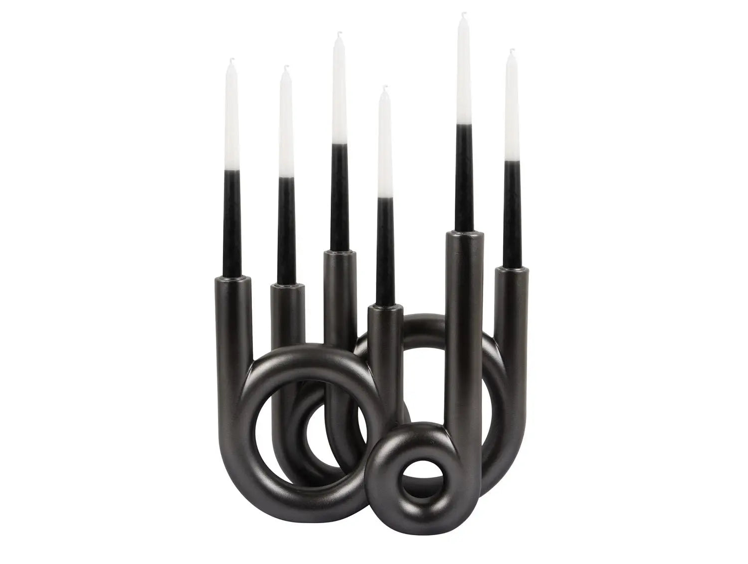 Candle holder Rings large metallic dark grey