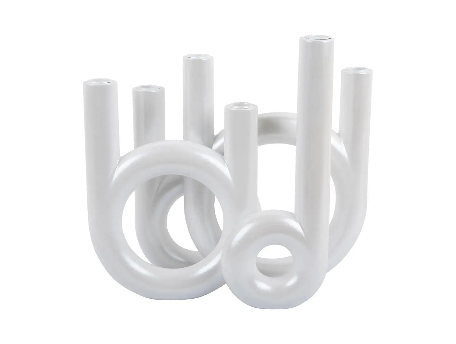 Candle holder Rings large metallic white
