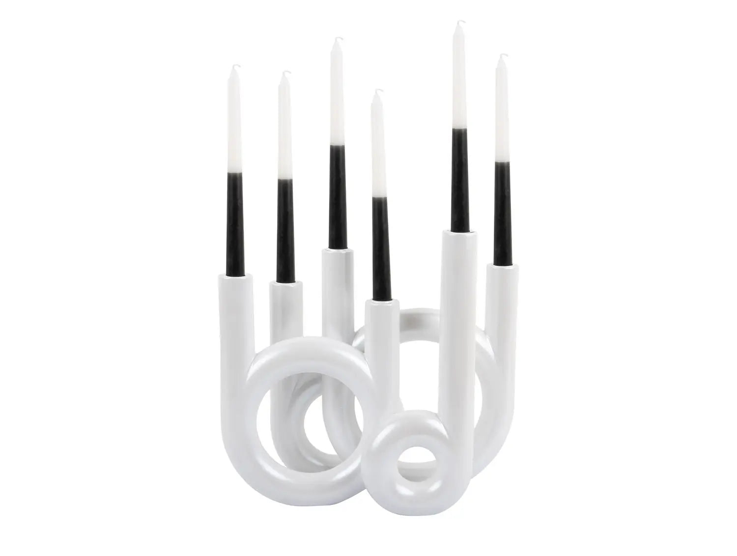 Candle holder Rings large metallic white