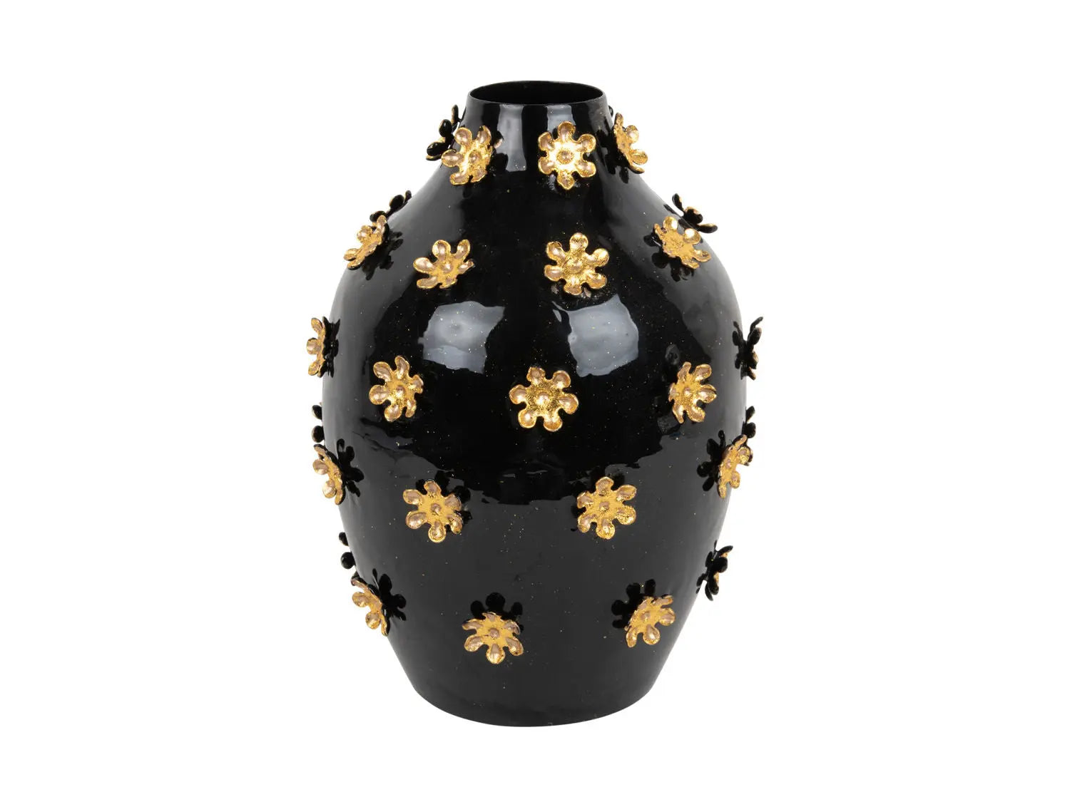 Vase Golden Flowers enamel black - W 24 cm x H 30 cm x L 24 cm x D 24