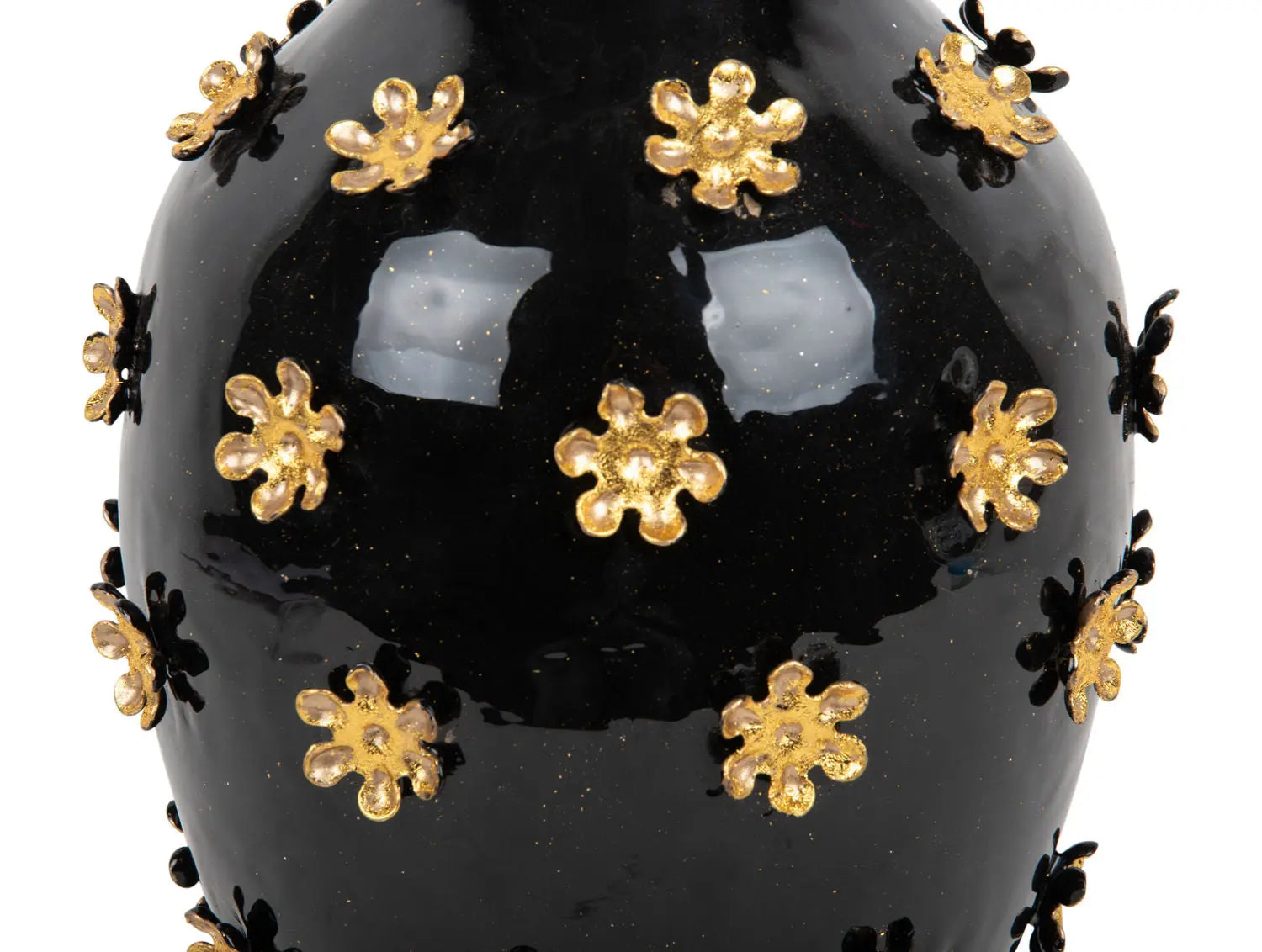 Vase Golden Flowers enamel black - W 24 cm x H 30 cm x L 24 cm x D 24