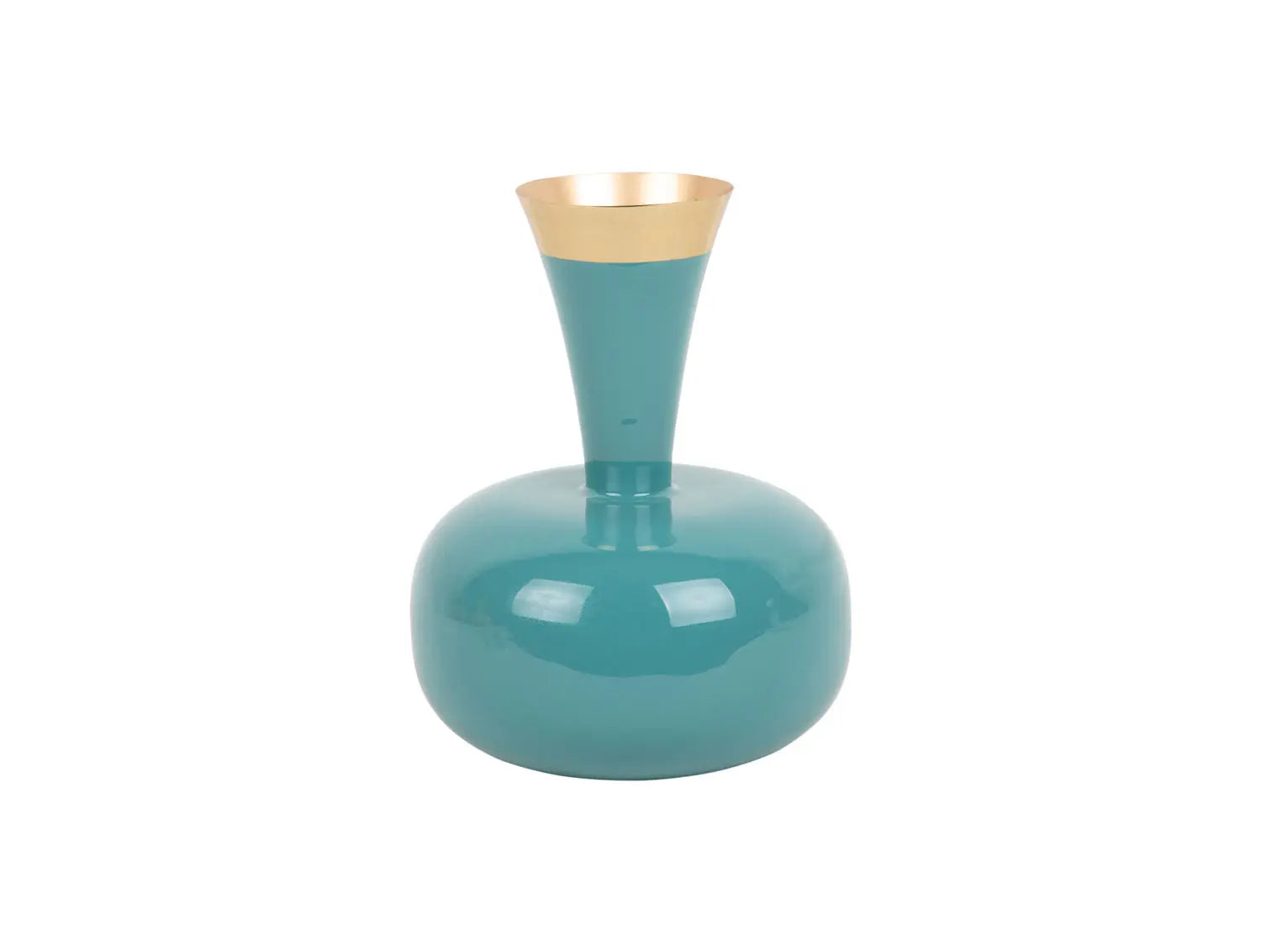 Vase Yara enamel turquoise blue -  L 17 cm x H 24 cm x P 17