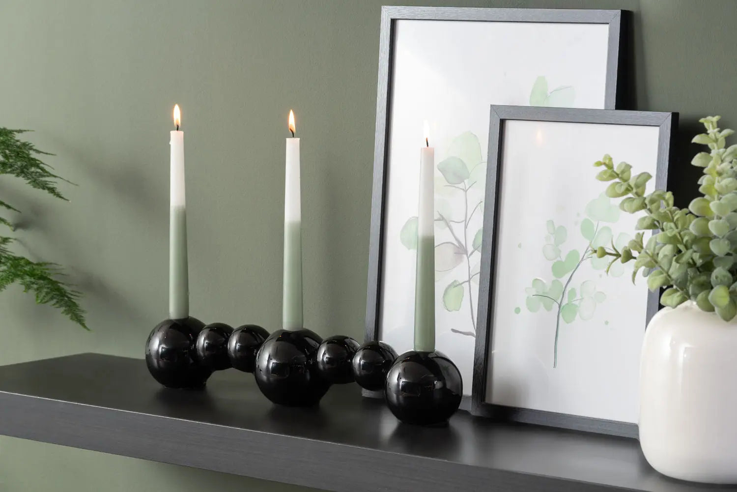 Candle holder Bubbles straight enamel black