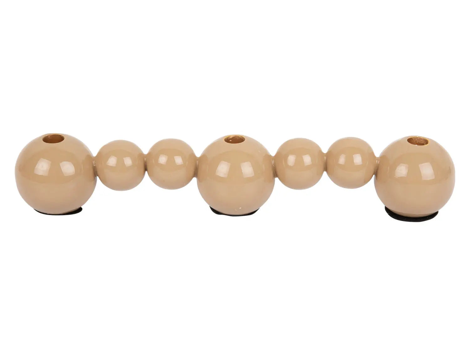 Candle holder Bubbles straight enamel soft brown