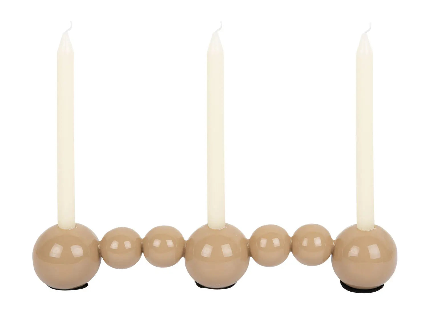 Candle holder Bubbles straight enamel soft brown