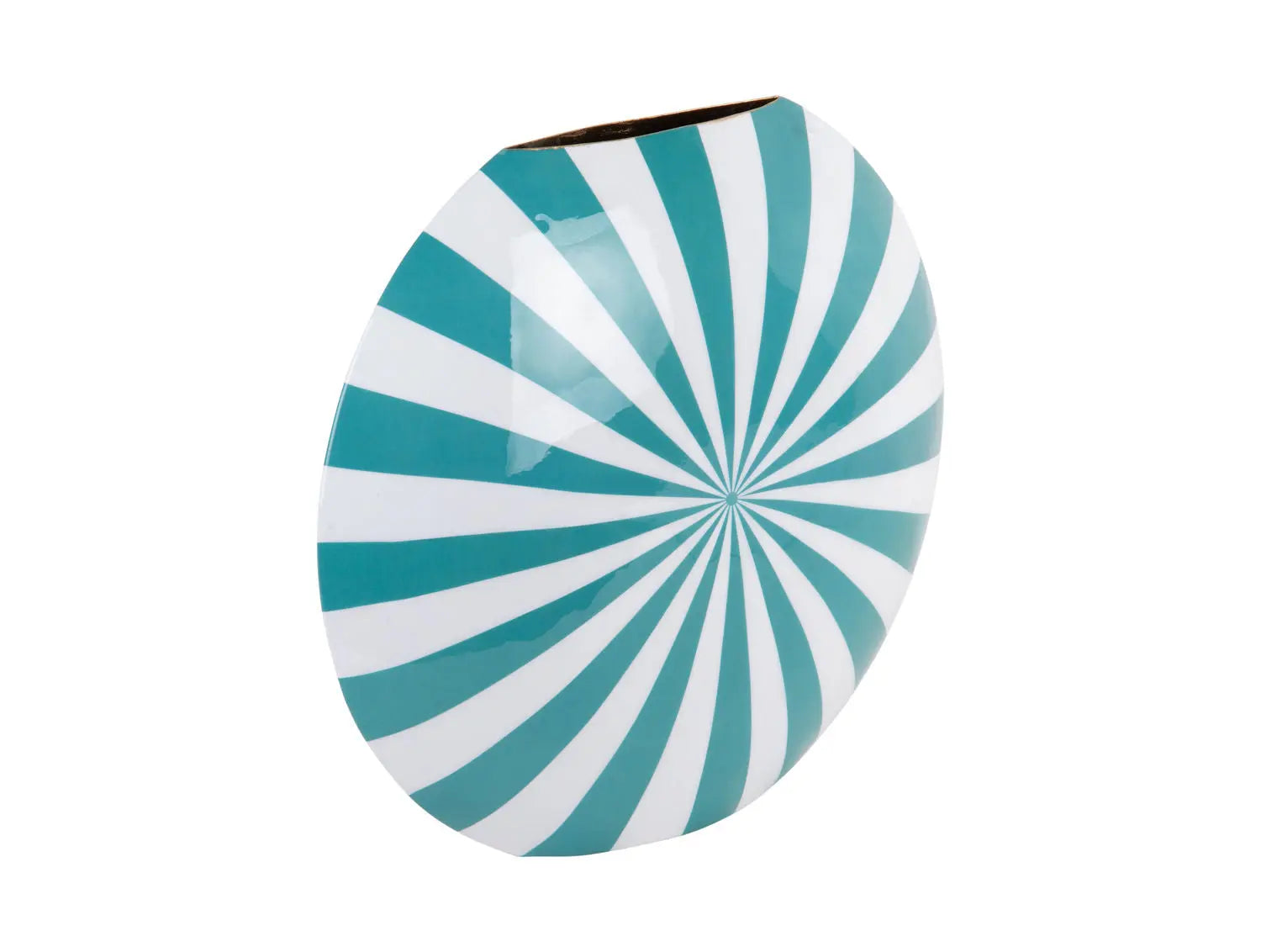 Vase Candy Swirl large enamel turquoise blue & white