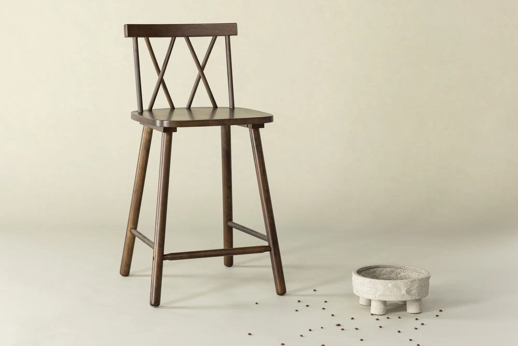 Lot de 2 tabourets de bar Mollöström - 44 x 43 x 90 - Hévéas