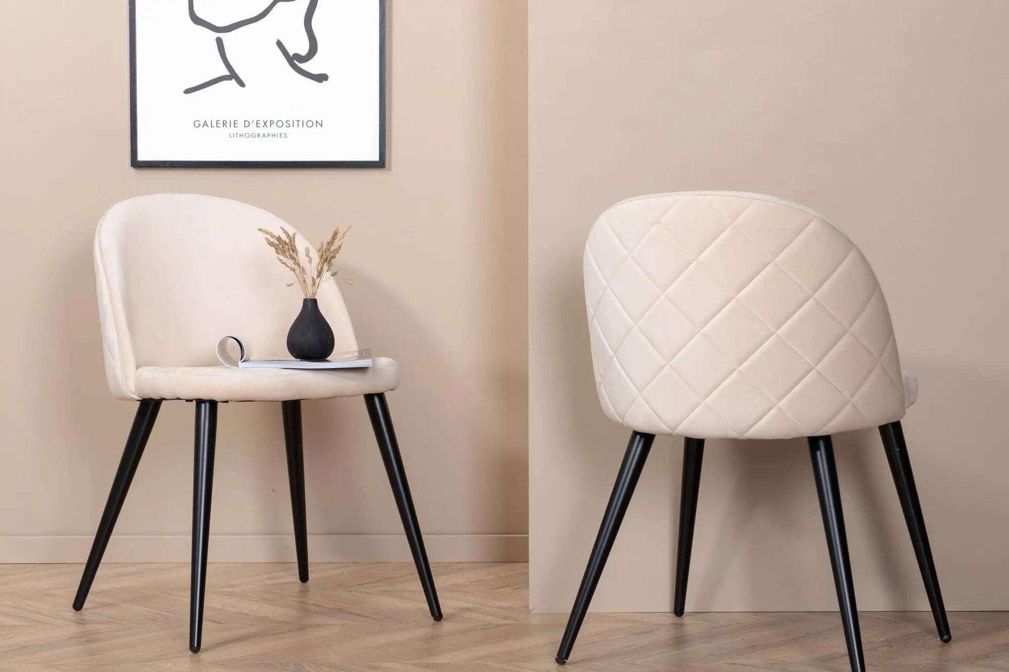 Lot de 2 chaises de salle à manger Velvet - 57 x 76,5 x 50 - Polyester Lin