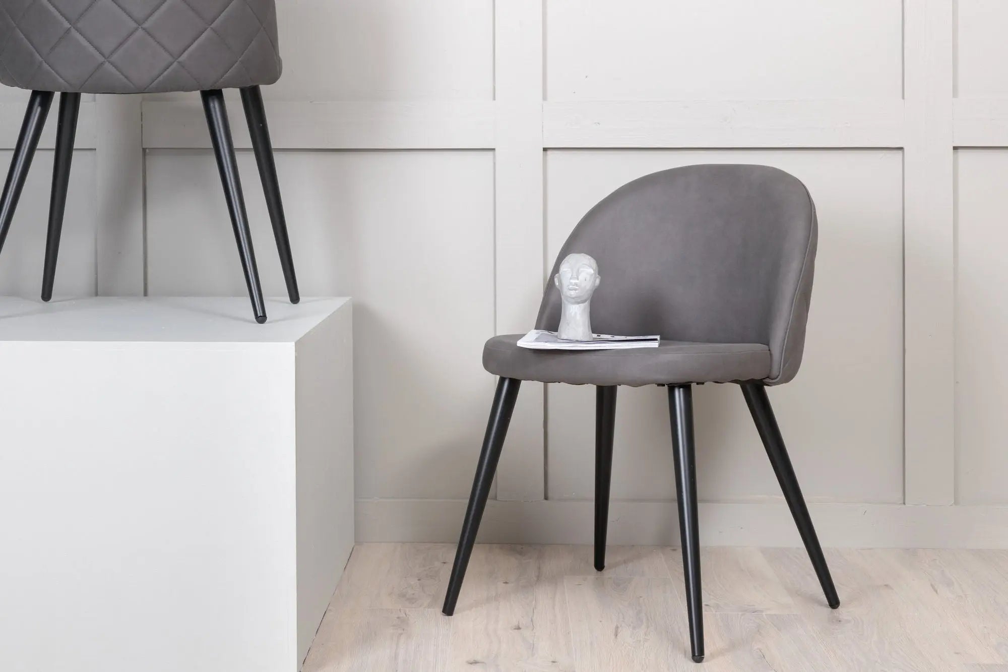 Lot de 2 chaises de salle à manger Velvet - 57 x 76,5 x 50 - Polyester Lin