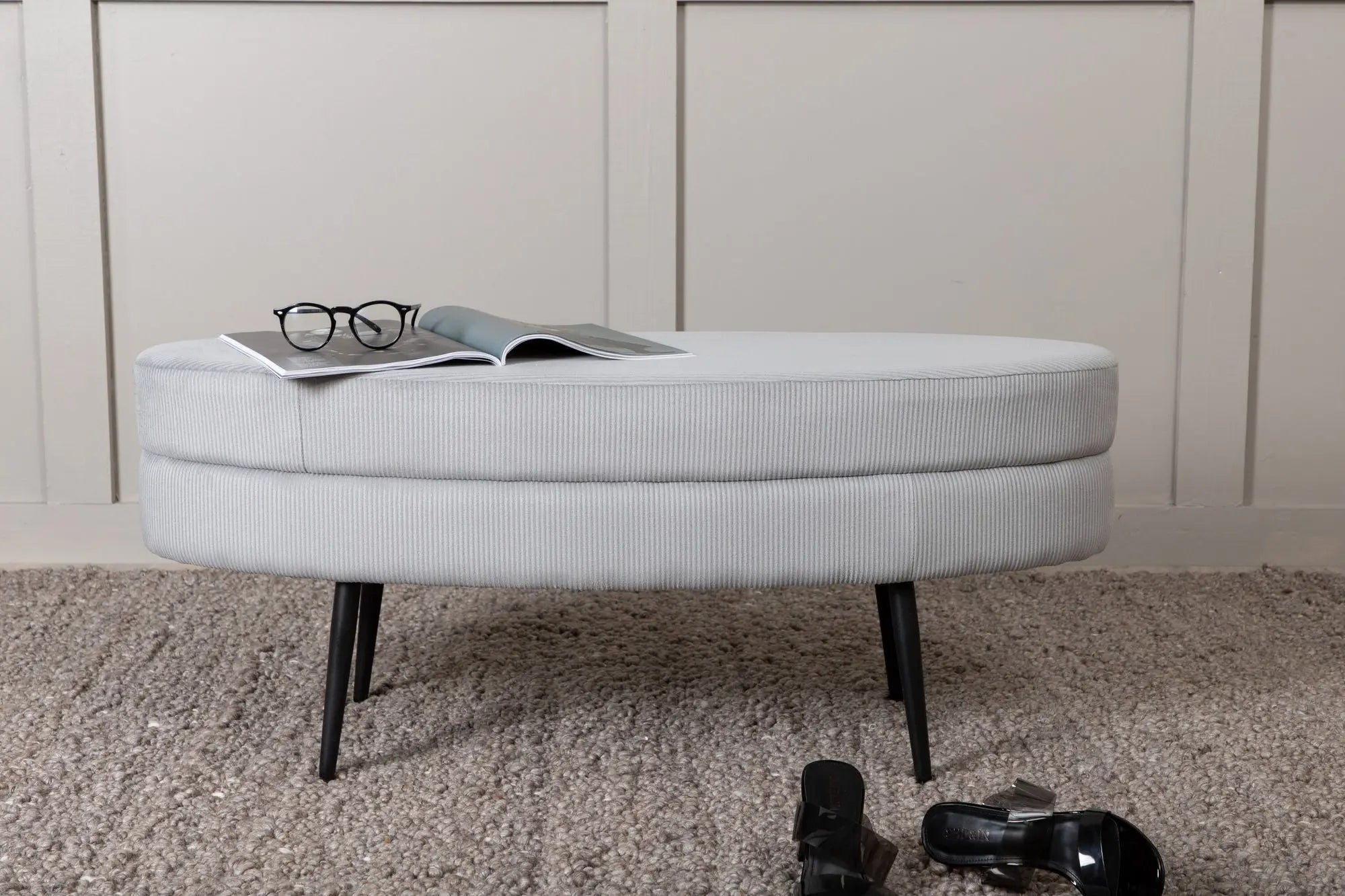 Pouf Otto - 100 x 40 x 41 - Polyester velours côtelé