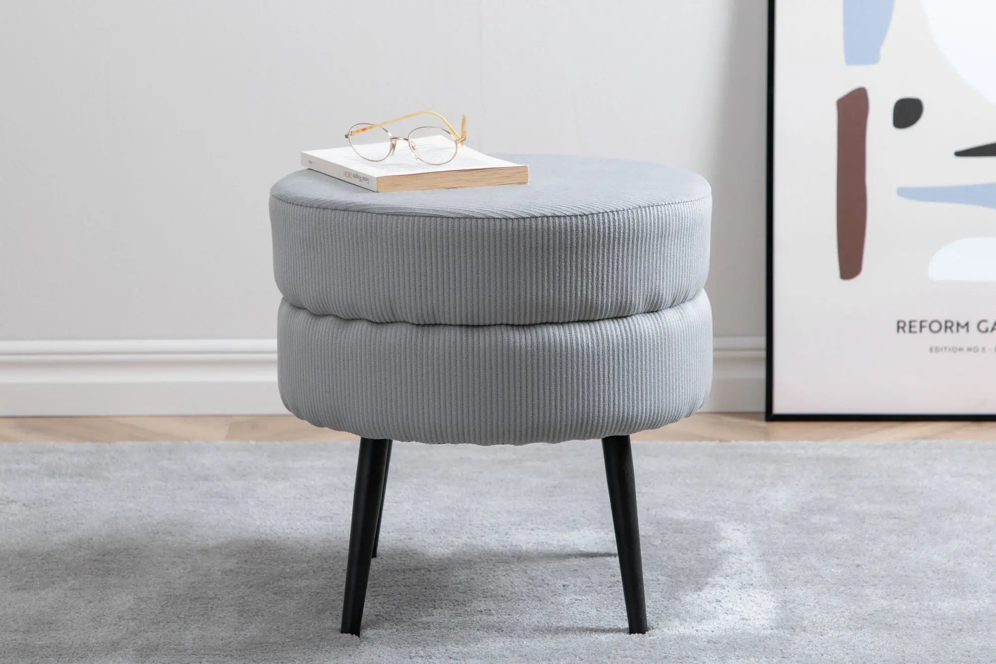Pouf Pot - ø40 - Polyester velours côtelé