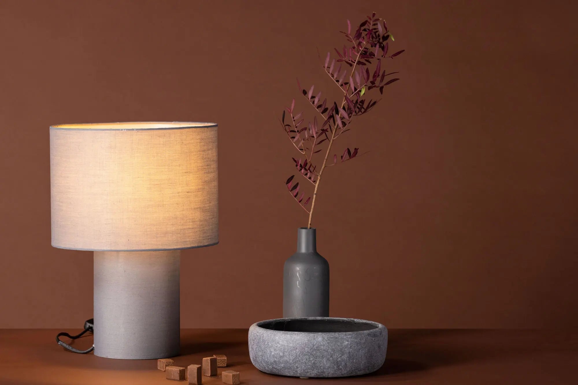Lampe de table Etenio - 33 x 25 x 25 - Polyester Lin