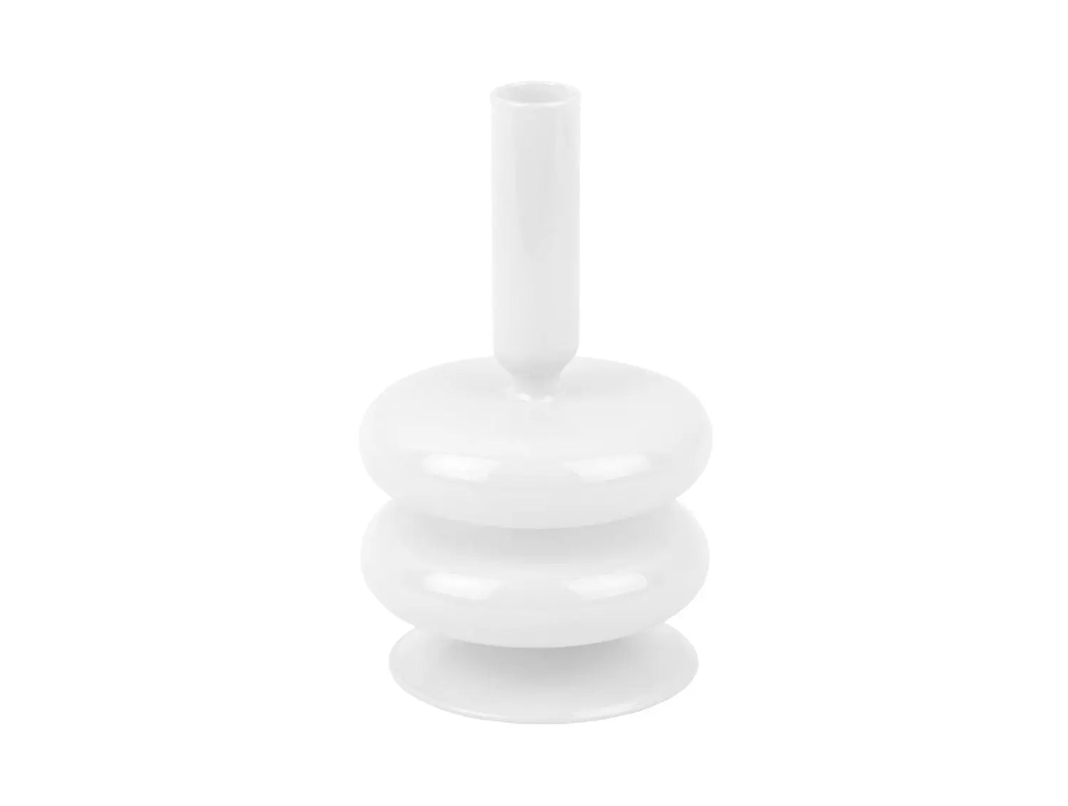Candle holder Sparkle Double Ring glass white
