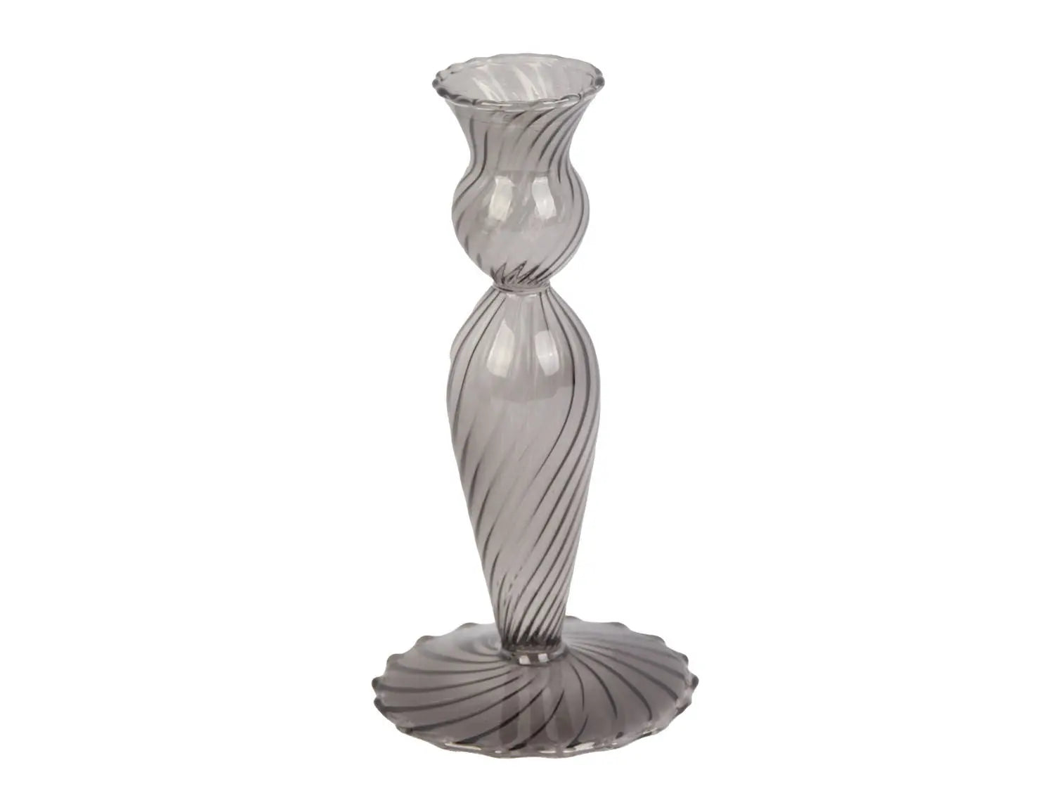 Candle holder Swirl glass black